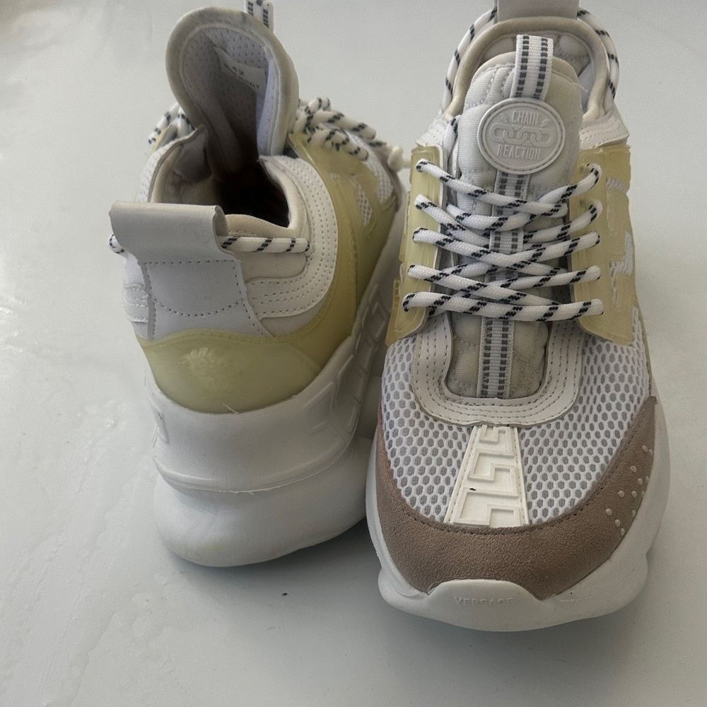 Versace White and Yellow Sneakers